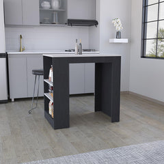 Agamemnon Kitchen Island with 3-Side Shelves