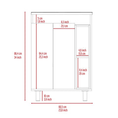 24" Meka Vanity, Two External Shelves, Double Door Cabinet -White