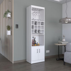 Infinity 71-Inch Tall Bar Cabinet 5-Tier Modern Bar Cabinet with Glass Holder Stemware Rack, Wine Cabinet, Liquor Cabinet, 12 Bottle Cubbies, 5 Shelves, and Pull Out Tray