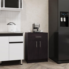 Andromache Multistorage Pantry Cabinet, One Drawer, Two Interior Shelves Black Wengue