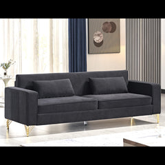 Hades 85.8" Velvet Sofas for Living Room, 3 Seater Couch with Classic Modern Appeal and Luxurious Soft Comfort, Easy to Maintain, Black