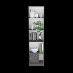 Bookcase Compact Bookshelf with Multiple Shelves, Matt Gray / White