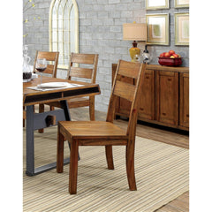 Dark Oak Rustic Style Solid wood Kitchen Set of 2pc Dining Chairs Panel Back Chairs Dining Room