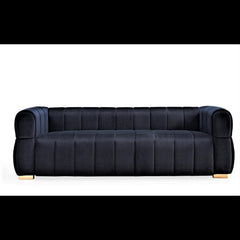 Velvet Sofa with Tufted Low Back Design, Sophisticated 3 Seater Couch for Living Rooms, 89 Inch Wide, Easy Assembly