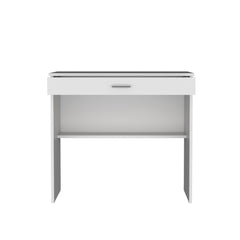 Elysium Storage Desk, Spacious Stylish with Drawer and Shelf, White