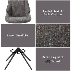 Orion Brown Gray Chenille Side Chair w/Swivel (Set of 2)
