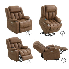 Venus Brown Leather Aire Power Motion Recliner with Lift, Heating & Massage Function