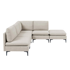 Linen Upholstered Modular Sectional with Metal Legs