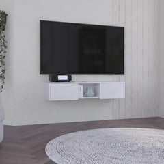 Pluto Floating TV Stand with Side Doors and Central Media Shelf
