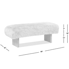 Meteor 49" Sheepskin Fur Rectangular Accent Bench, Natural Blonde Genuine Fur