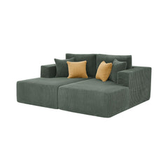 Full Compressed Corduroy Upholstered Double Chaises Loveseat - No Assembly Needed