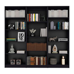 Wenge 3 Piece Living Room Set with 3 Bookcases