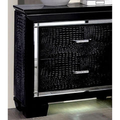 Contemporary 1pc Nightstand Black Bedside Table LED Light English Dovetail Drawer Bedroom Furniture