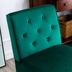 Venus 53" 2Piece Living Room Armless Button Tufted Pattern Accent Chair with Velvet Fabric and Premium High Density Foam Cushion, Green