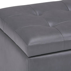 Gallery 34 inch Wide Storage Ottoman in Stone Grey Vegan Leather