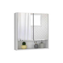 Display Cabinet, One Open Shelf, Three Interior Shelves, White