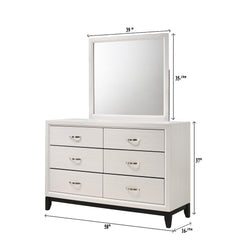 1pc Contemporary 6-Drawer Dresser White Finish Wooden Bedroom Furniture