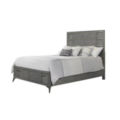 Gray Queen Storage Bed W/ Book matched Veneer