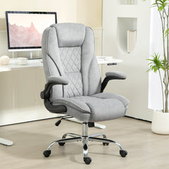 Executive Office Chair, Desk Chair with Flip-up Armrest, Diamond Fabric Computer Chair for Home Office, Gray
