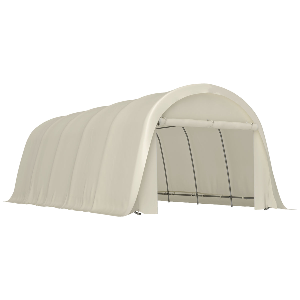12' x 23.6' Heavy Duty Carport, UPF50+ Portable Garage Car Canopy Tent with Galvanized Frame, Large Door, Beige