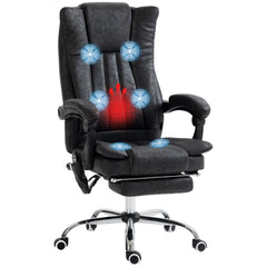 Massage Office Chair, 6 Points and Heat, Reclining Computer Chair with High Back, Adjustable Height and Footrest, Black