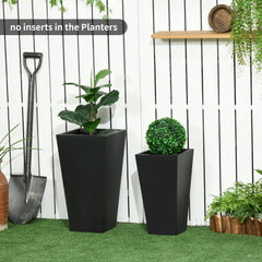 2-Pack Outdoor Planter Set, Flower Pots with Drainage Holes, Durable & Stackable Plant Pot, 22in & 18in, for Porch, Entryway, Patio, Yard, Garden, Black