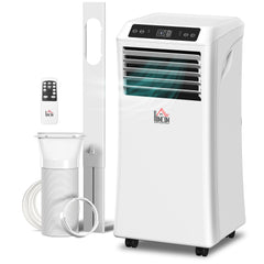 8000BTU Mobile Portable Air Conditioner with Cooling, Dehumidifier, and Ventilating with Remote Control, 2 Speed Fans, 24-Hour Timer for Bedroom, Living Room, Home Office, White