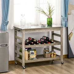 Kitchen Cart, Rolling Kitchen Island Utility Trolley with Stainless Steel Top