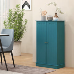 Freestanding Kitchen Pantry Cabinet, Kitchen Cabinet with 12 Door Shelves, Double Doors, 5-tier Shelving, Blue