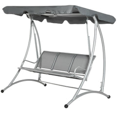 3-Seat Outdoor Porch Swing Chair, Patio Swing Glider with Adjustable Canopy, Breathable Seat, and Steel Frame for Garden, Poolside, Backyard, Gray