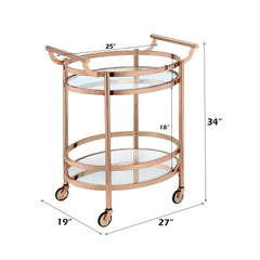 Menelaus Clear Glass & Rose Gold Finish Serving Cart