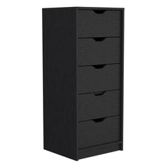 Dresser 42"H, 5 Drawers , Slim Storage Chest of Drawers, Black