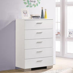 Poem White High Gloss 5-drawer Bedroom Chest