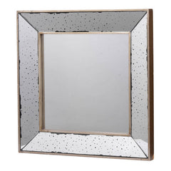 Apocalypse 18 Inch Square Wall Accent Mirror, Raised Tray Edges, Mirrored Frame