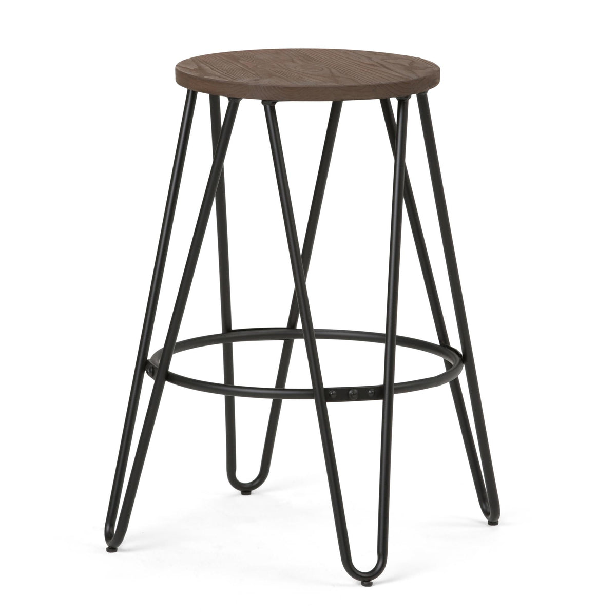 Melody - 24" Metal Counter Height Stool with Wood Seat - Cocoa Brown / Black