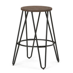 Melody - 24" Metal Counter Height Stool with Wood Seat - Cocoa Brown / Black