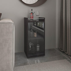 Crest Minibar Cabinet 2 Doors, Open Shelf And Compact Design, Modern Bar Storage, Black