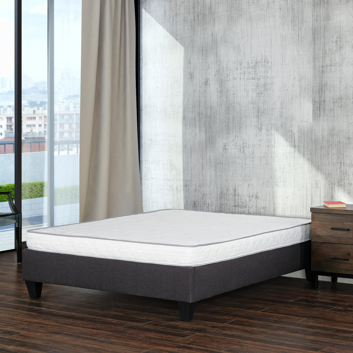 6 in. Reversible Full Size Foam Mattress in a Box, High-density Foam Double Sided Quilted Mattress, White
