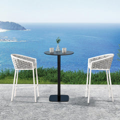 Chronos 27.5" Rope Barrel Low Back Patio Counter Stool, Set of 2, Optic White Acrylic