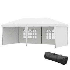10' x 20' Pop Up Canopy Tent with 4 Sidewalls, Instant Gazebo with Carry Bag for Garden, Patio, White