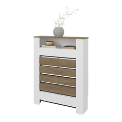 Camelot Cover Cabinet, 1 Shelf, White / Walnut