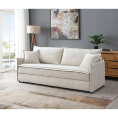 Polyxena Beige Fabric Sleeper Sectional Sofa w/ 2 Toss Pillows