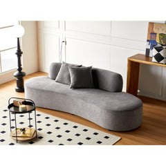 90" Curved Sofa with Throw Pillows, 4 Seater Luxury Velvet Couch with Half Moon Design and High-Density Foam, Ideal for Modern Living Room, Office & Apartment, Grey