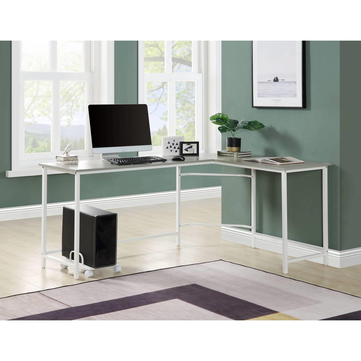 Genesis Gray & White Finish Computer Desk