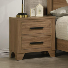 Transitional Style 1pc Nightstand Metal Slide Glide English Dovetail Drawers Bar Handles Walnut Finish Bedroom Furniture