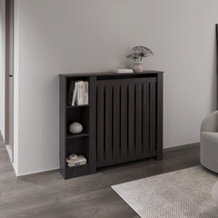 Camelot Cover Cabinet Joseph with Slatted Frame and 3 Shelves, Decorative Heater Cover, Modern Furniture Accent, Walnaut