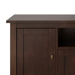 Warm Shaker 72 inch Wide Solid Wood TV Stand in Russet Brown For TVs up to 80 inches