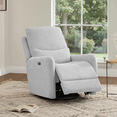 Chronicle 30" Swivel Power Recliner Arm Chair Heathered Light Gray Polyester