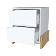 Symphony 2-Drawer Nightstand in White and Macadamia