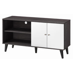 Tale TV Stand for TVs up to 47.3", with 2 Storage Shelves& 1 Cabinet, Modern Entertainment Centre for TV in Living Room in Dark Gray + White